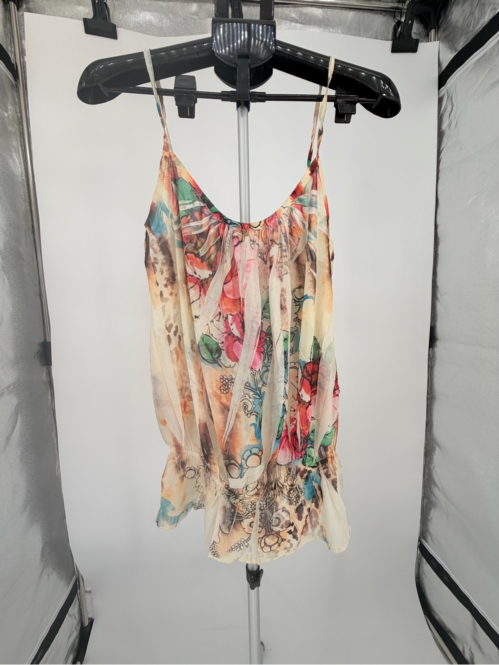Floral Watercolor Spaghetti Strap Tank Top - Multicolor